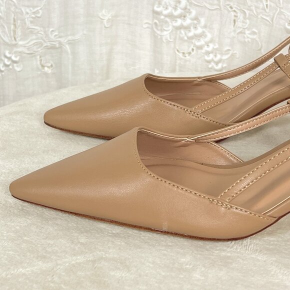 A New Day "Annette" Nude Kitten Heel Slingback Pointed Toe Dress Shoes NWOB - Picture 11 of 11